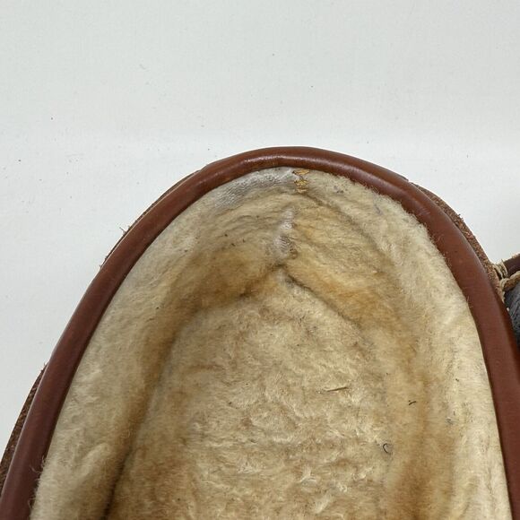 Cabelas Oil Tanned Leather Slippers Mens 9 M Sherpa Lined Moccasin Loafers - Picture 8 of 16